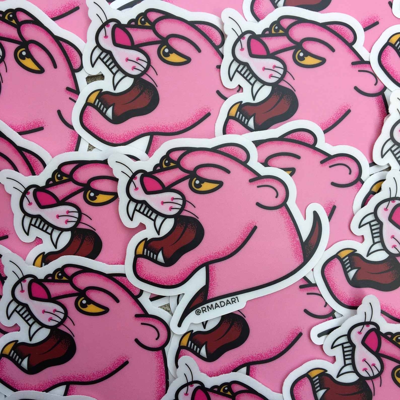 Angry Pink Panther tattoo inspired 3 diecut sticker | Etsy