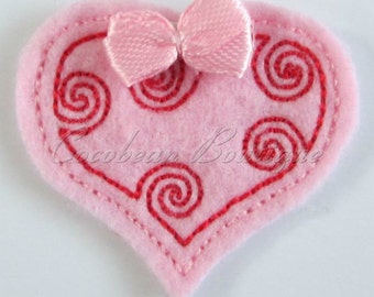 Swirl Heart feltie -mini embroidery-instant download