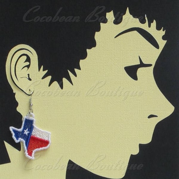 FSL Free standing lace embroidery earrings State of Texas 1 digital file instant download