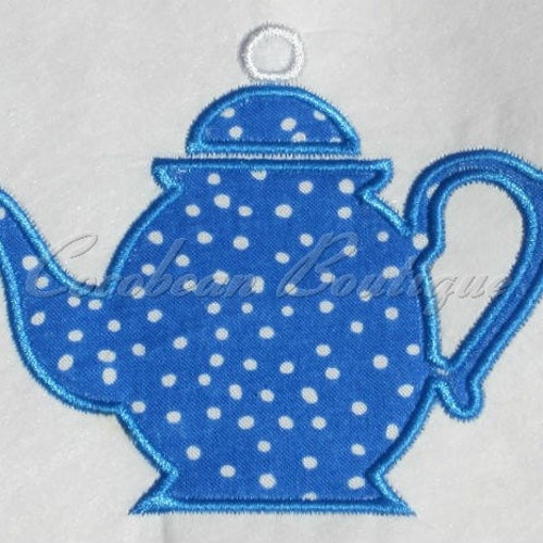 Teapot Applique Embroidery Design. Teapot Embroidery Design. Etsy