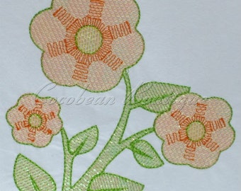 mylar Flowers applique embroidery