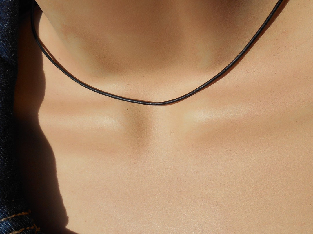 Black Leather Choker Thin Leather Choker Thin Black Leather - Etsy