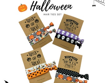 Conjunto de 2 Elásticos de Cabelo para o Halloween - Escolha o seu design - Conjunto de Elásticos de Cabelo para o Halloween/Outono/Festas - Infantil e Adulto