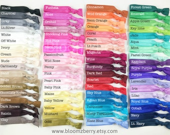 Elastic Hair Ties - Assorted Colors - You Choose Color - No Crease - 65 Colors Available - Toddler/Teen/Adult - Sport/Yoga/Everyday Wear