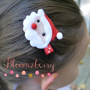 Santa Claus Hair Clip - Christmas Hair Clip - Baby Hair Clip/Christmas/Photo Props/Holidays/Gift - Red Santa Claus Hair Clip -