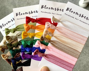 Elastic Hair Ties Set 6 pcs | You Choose Color Pallet | Blush | Rainbow | Boho | Earth | Everyday Wear | Birtday | Party Favor | Bridesmaid