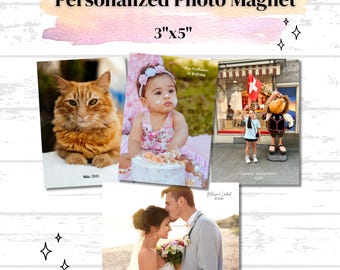 3"x5" Custom Photo Magnet with Text | Matte Photo Magnet | Personalize Photo Magnet with Message | Minimalist | Photo Magnet Gifts