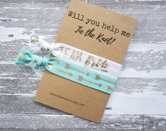 White/Gold/Aqua Bridemaid Gift 2 pcs set - Will you Help me tie the knot- Bridesmaid Proposal Gift- Wedding/Bridesmaid/Gift/Party