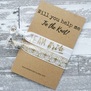 White/Gold Team Bride Bridemaid Gift 2 pcs set - Will you Help me tie the knot-Bridesmaid Proposal Gift- Wedding/Bridesmaid/Gift/Party