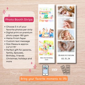 Custom Photo Magnet With Text | Photo Booth Strips | Personalize Photo ...