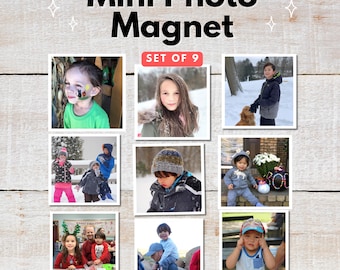Mini Photo Magnet set of 9 | 2.25&quot;x2.25&quot; Square Photo Magnet | Personalized Photo Magnet | Matte Photo Magnet Set | Magnetic Photo Gifts