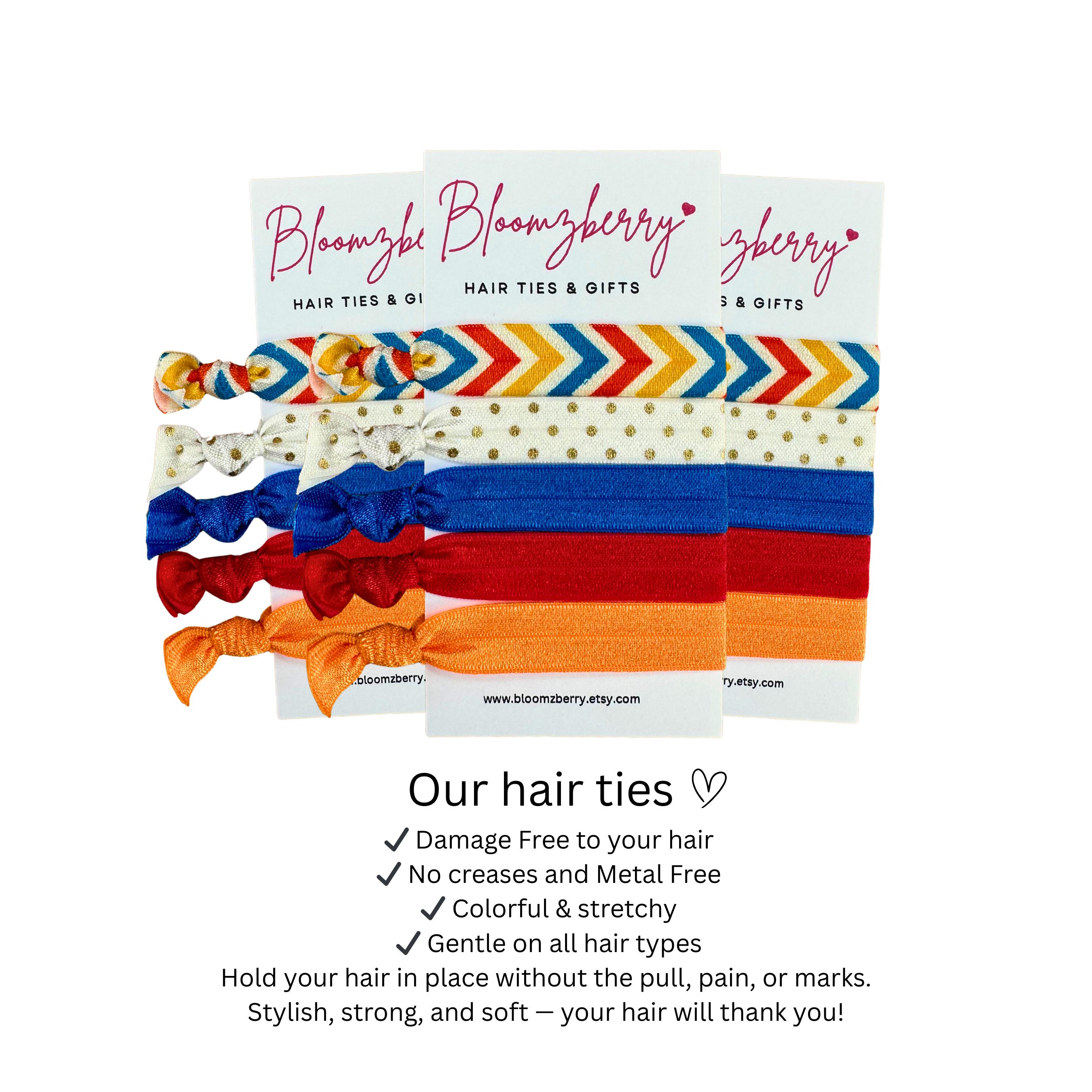 5 Pcs Set Elastic Hair Ties | Summer Set| Summer Chevron 