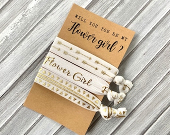 White/Gold  Flower Girl Gift - Will you be my flower girl- Flower Girl's Proposal Gift- Personalized Wedding/Bridesmaid/Gift/Wedding Party