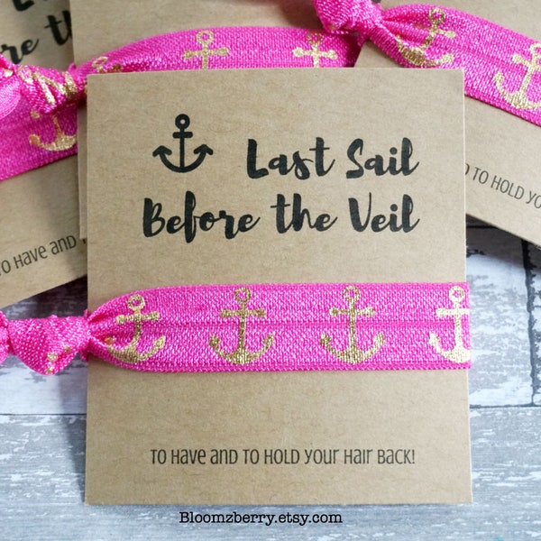 Bachelorette 's Party Favor - Last Sail before the Veil - Dark Pink with Gold Anchor  - Wedding/Bridesmaid/Gift/Bachelorette Party Favor/