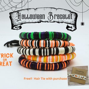 Halloween Bracelet | Heishi Bead Bracelet | Boho Bracelet | Clay Bead Bracelet | Confeti Halloween Bracelet /Fall/Halloween/Trick or Treat