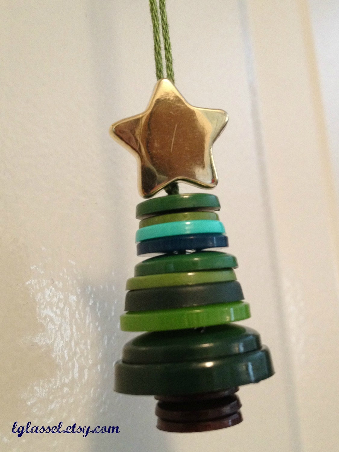 Button Christmas Tree Ornaments Set of 3 Etsy