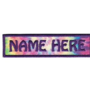 1 by 4 Custom Tie Dye Name Patch Personalized Name Tag Iron On Patch with Hook and Loop Fastener Available