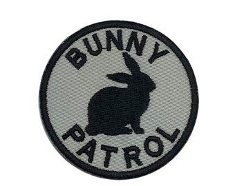 Bunny Patrol Embroidered Patch with Hook and Loop Fastener Available