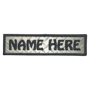 1 by 4 Custom Diamond Plate Name Patch Personalized Tool Box Name Tag Iron On Patch with Hook and Loop Fastener Available