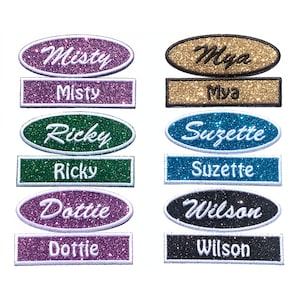 Glittery Personalized Custom Name Patch Embroidered Glitter Name Patch