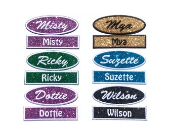 Glittery Personalized Custom Name Patch Embroidered Glitter Name Patch