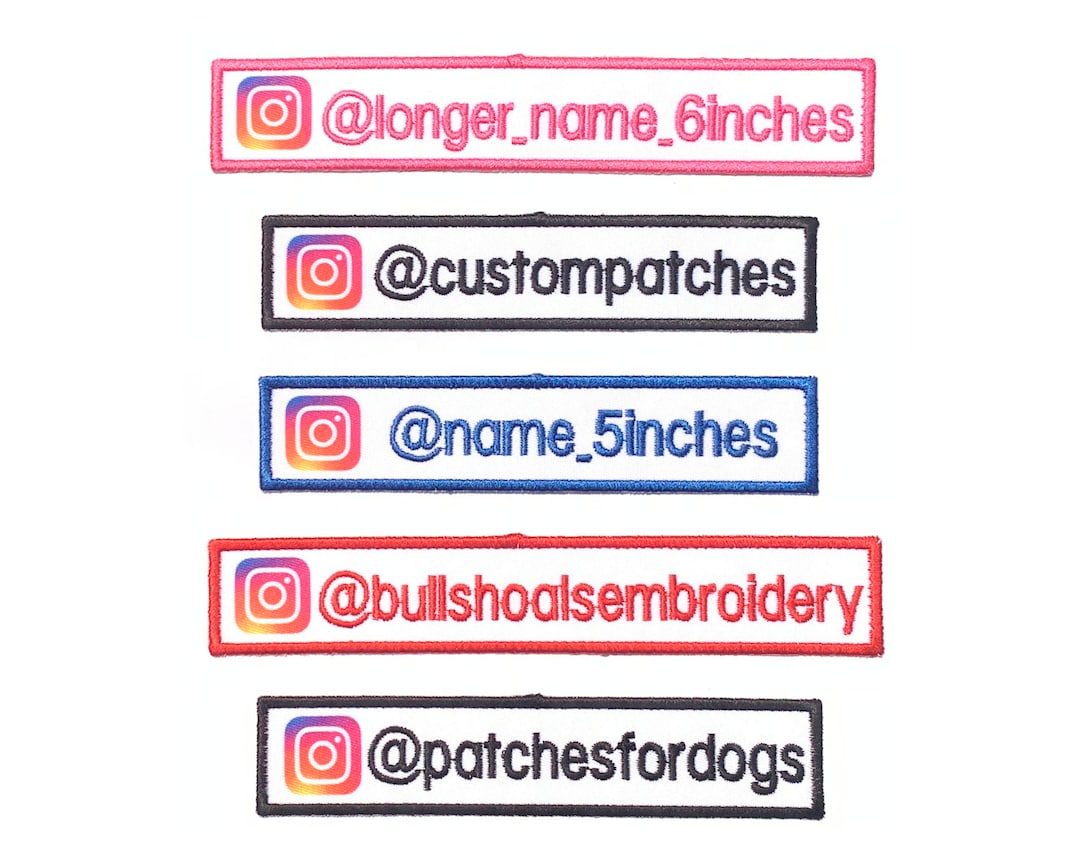 Instagram Username Hashtag Embroidered Patch, Iron on or Hook and Loop
