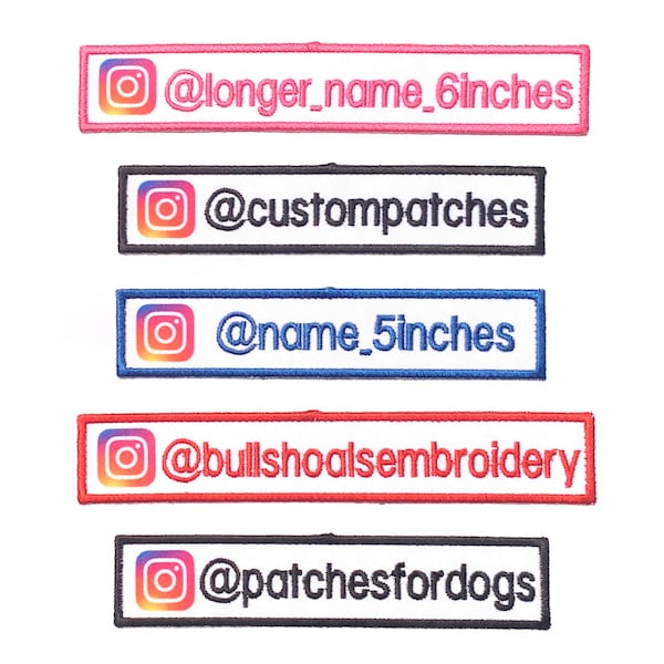 Instagram Username Hashtag Embroidered Patch, Iron on or Hook and Loop Fastener Available