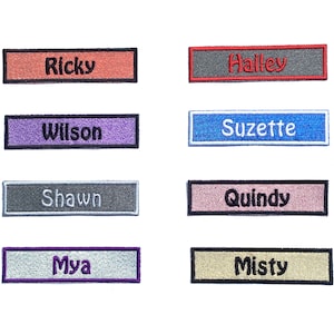 1 by 4 Sparkly Personalized Custom Patch Embroidered Sparkle Name Patch