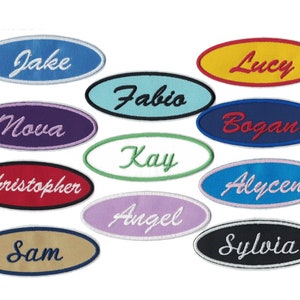 1.5 by 4 Oval Personalized Embroidered Name Patch for Jackets Iron on Patch