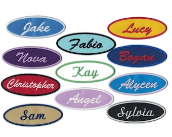 1.5 by 4 Oval Personalized Embroidered Name Patch for Jackets Iron on Patch