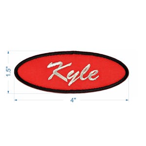Custom 1.5 X 4 Inch Oval Personalized Name Patch Iron on or Hook and Loop
