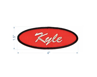 Custom 1.5 X 4 Inch Oval Personalized Name Patch Iron on or Hook and Loop
