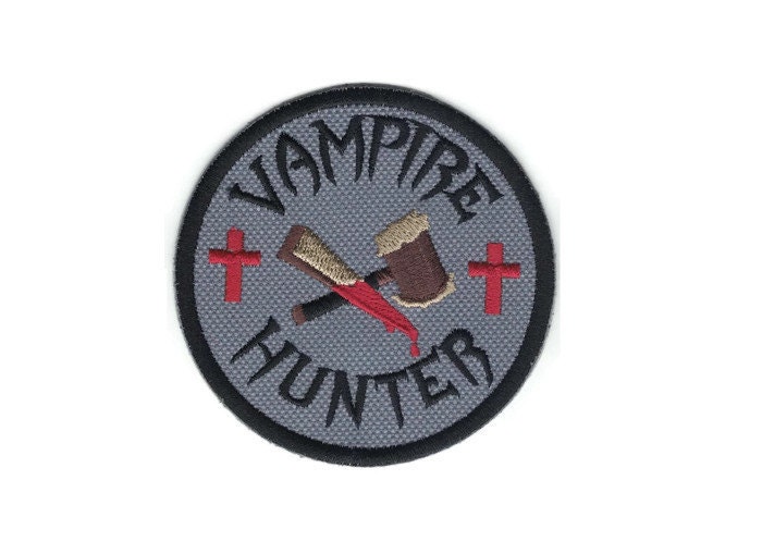 Embroidered Vampire Hunter Patch Iron On Applique with Hook and Loop Fastener Available