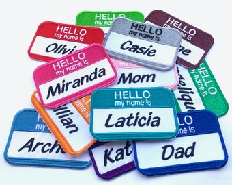 Hello My Name Is Custom Patch Name Patch  Personalized Name Patch Name Tag with Hook and Loop Fastener Available