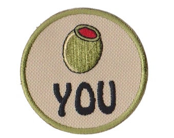 Olive You Iron On Patch Iron On Applique with Hook and Loop Fastener Available