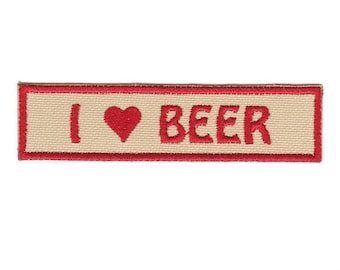 I LOVE BEER Patch Iron on Patch Iron On Applique with Hook and Loop Fastener Available