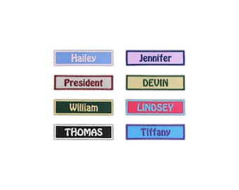 1 by 4 Inch Custom Embroidered Name Patch - Iron On or Hook and Loop Fastener Available