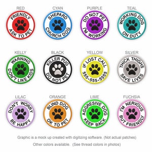 Custom Embroidered Dog Patch Paw Print Patch Iron On or Hook Fastener Available