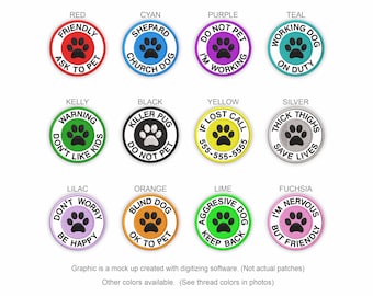 Custom Brodered Dog Patch Paw Print Patch Iron On ou Hook Fastener Disponible