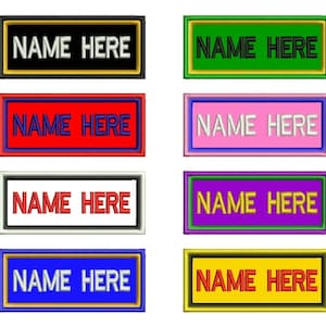 1.5 by 3.5 Double Border Personalized Custom Embroidered Name Patch with Hook and Loop Fastener Available