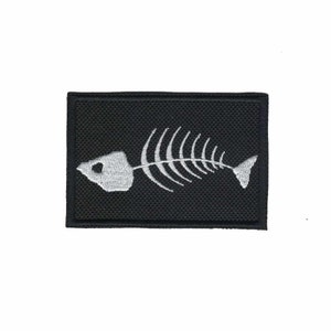 Fish Bones Patch Iron On Applique Iron On Patch with Hoop and Loop Fastener Available