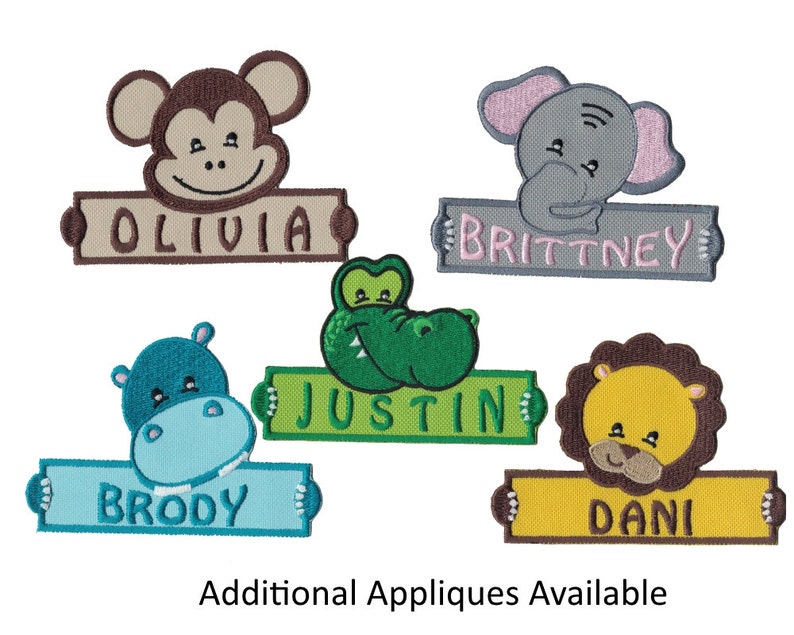 Personalized Custom Hippo Iron on Applique Custom Patch Holding a Sign image 2