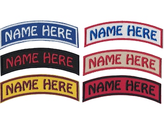 1 by 4 Arched Embroidered Patch Custom Patch Name Patch with Hook and Loop Fastener Available