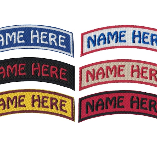 1 by 4 Arched Embroidered Patch Custom Patch Name Patch with Hook and Loop Fastener Available