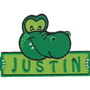Personalized Custom Alligator Iron on Applique Custom Patch Holding a Sign