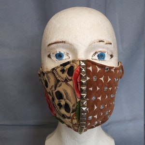 Leather Cut Out w/ Rhinestones & Skull Mask