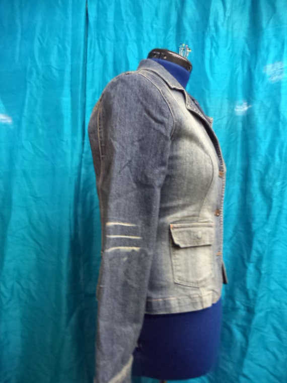 Ladies Vintage Large Stretch Denim Blazer with Em… - image 2