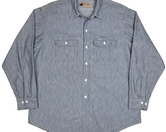 Camisa de trabajo vintage Big Mac Hickory Stripe de JC Penney para hombre, talla XL, color azul, fabricada en EE. UU.
