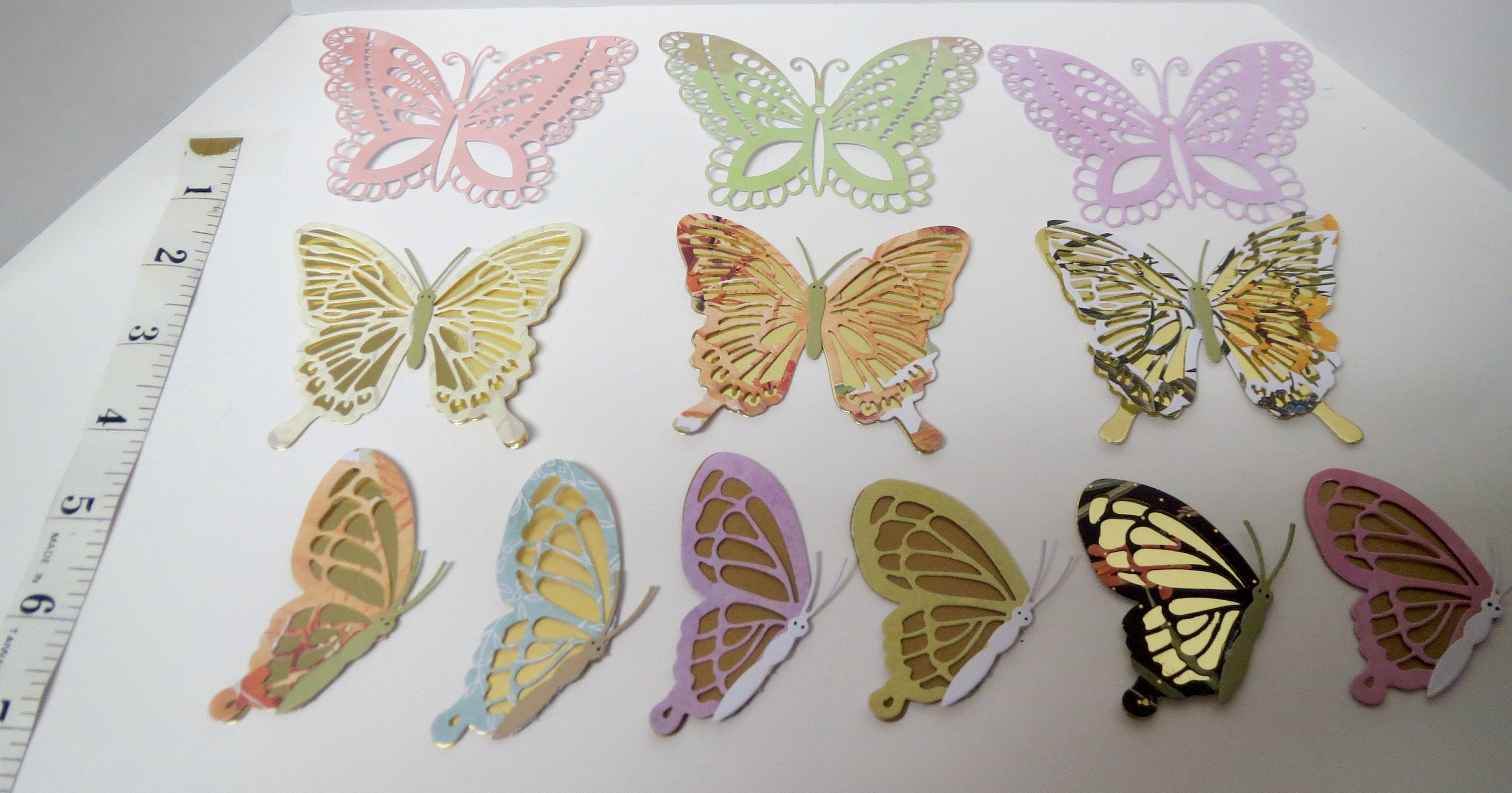 Set of 12 Finished Butterfly Card Stock Paper Die Cuts for Etsy