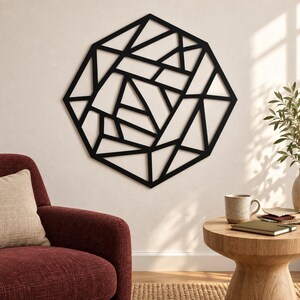 Geometric Metal Art, Angular Polygon Design, Abstract Wall Hanging, Intersecting Shape Art, Graphic Shape Design, Decorative Pattern Hanging